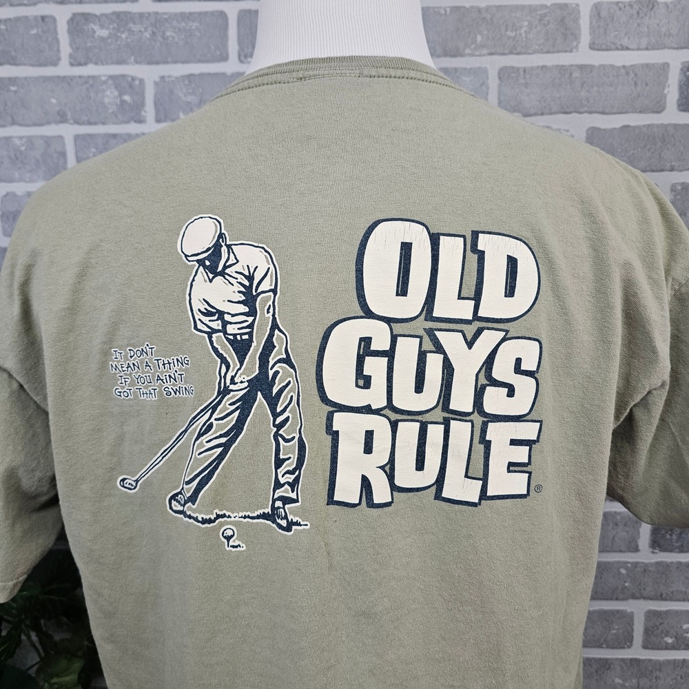 ⛳ Old Guys Rule Golf Graphic‎ Tee Funny Humor Vintage Style Men's XL Sage Green